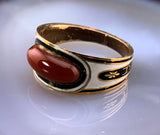 Antique 22K, Carnelian & Enamel Mourning Ring