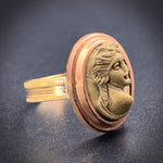Antique 14K & Gold Filled Lava Cameo Conversion Ring