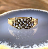 10K & Seed Pearl Love Knot Claddagh Ring