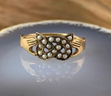 10K & Seed Pearl Love Knot Claddagh Ring