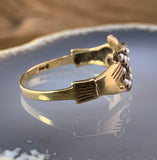 10K & Seed Pearl Love Knot Claddagh Ring