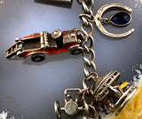 Vintage Sterling Silver & Enamel Charm Bracelet