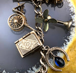 Vintage Sterling Silver & Enamel Charm Bracelet