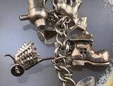 Vintage Sterling Silver & Enamel Charm Bracelet