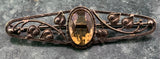 Antique Art Nouveau Silver & Citrine Bar Brooch