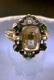 Antique 18K, 14K, Citrine, Seed Pearl & Paste Conversion Ring
