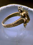 Antique 18K, 14K, Citrine, Seed Pearl & Paste Conversion Ring