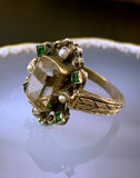 Antique 18K, 14K, Citrine, Seed Pearl & Paste Conversion Ring