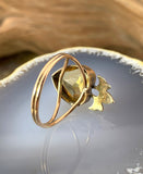 Antique 14K, 9K, Citrine & Seed Pearl Heart Crown Conversion Ring