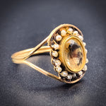 Antique 14K, Citrine & Seed Pearl Conversion Ring