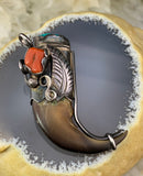 Vintage Sterling Silver, Turquoise & Coral Tiger Claw Pendant