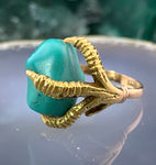 Estate 14K & Turquoise Claw Ring