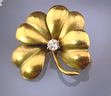 Antique 14K & Diamond Clover Brooch