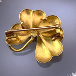 Antique 14K & Diamond Clover Brooch