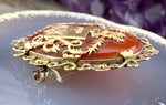 Antique 18K & Carnelian Coat Of Arms Brooch