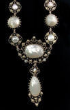 SOLD Antique Silver, Mother of Pearl & Marcasite Necklace