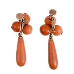Vintage 14K, Coral & Diamond Earrings