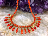 Antique 18K & Coral Fringe Necklace