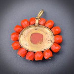SOLD Antique French 18K & Faceted Coral Pendant