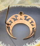 Antique French Silver & Diamond Paste Crescent Moon Brooch w/Gold Wash