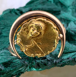 Antique Art Nouveau 14K Gold Lady in Crescent Conversion Ring