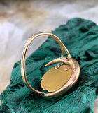Antique Art Nouveau 14K Gold Lady in Crescent Conversion Ring