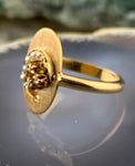 Antique 14K, Diamond & Seed Pearl Crescent Conversion Ring