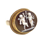 SOLD Antique 15K, 14K & Carved Shell Cameo Locket  Conversion Ring