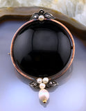 Antique French 18K, Silver, Diamond, Pearl & Agate Brooch/Pendant