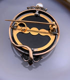 Antique French 18K, Silver, Diamond, Pearl & Agate Brooch/Pendant