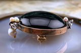 Antique French 18K, Silver, Diamond, Pearl & Agate Brooch/Pendant