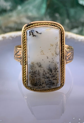 Estate 14K & Dendritic Agate Ring