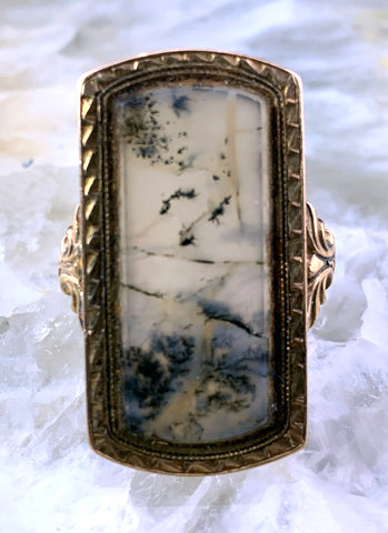 Antique 14K, 10K & Dendritic Agate Conversion Ring