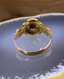 Antique 9K, Diamond & Garnet Quatrefoil Ring