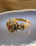 Antique 9K, Diamond & Garnet Quatrefoil Ring