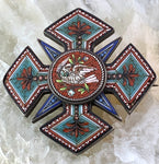 Antique Silver & Micro Mosaic Cross Brooch