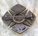 Antique Silver & Micro Mosaic Cross Brooch