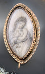 Antique 10K Hand Painted Mourning Brooch/Pendant