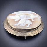 Antique Carved Shell Cameo Pliny's Doves Brooch/Pendant