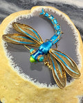 SOLD Antique Enameled Chinese Dragonfly In Gold Over Silver