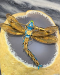 SOLD Antique Enameled Chinese Dragonfly In Gold Over Silver