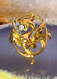 Antique 18K, 14K, Diamond & Pearl Dragon Conversion ring