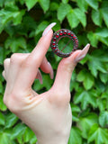 Antique Silver, Garnet Gold & Bohemian Garnet Crescent Brooch