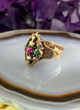 Antique 14K, Ruby, Seed Pearl & Paste Ring