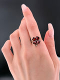 Antique 14K, Garnet & Seed Pearl Clover Conversion Ring