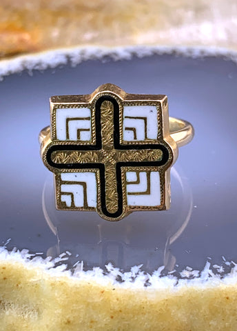 Antique 14K & Enamel Greek Revival Conversion Ring