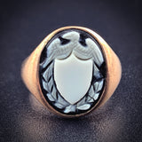 Antique 12K & Hard Stone Cameo Signet Ring