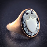 Antique 12K & Hard Stone Cameo Signet Ring