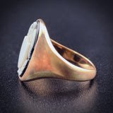 Antique 12K & Hard Stone Cameo Signet Ring