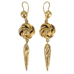 SOLD Antique 9K Gold Knot Dangle Earrings